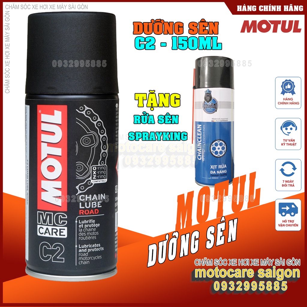 [Mua 2 Tặng 1]Mua 2 Dưỡng sên Motul C2 150ml tặng rửa sên Sprayking 400ml