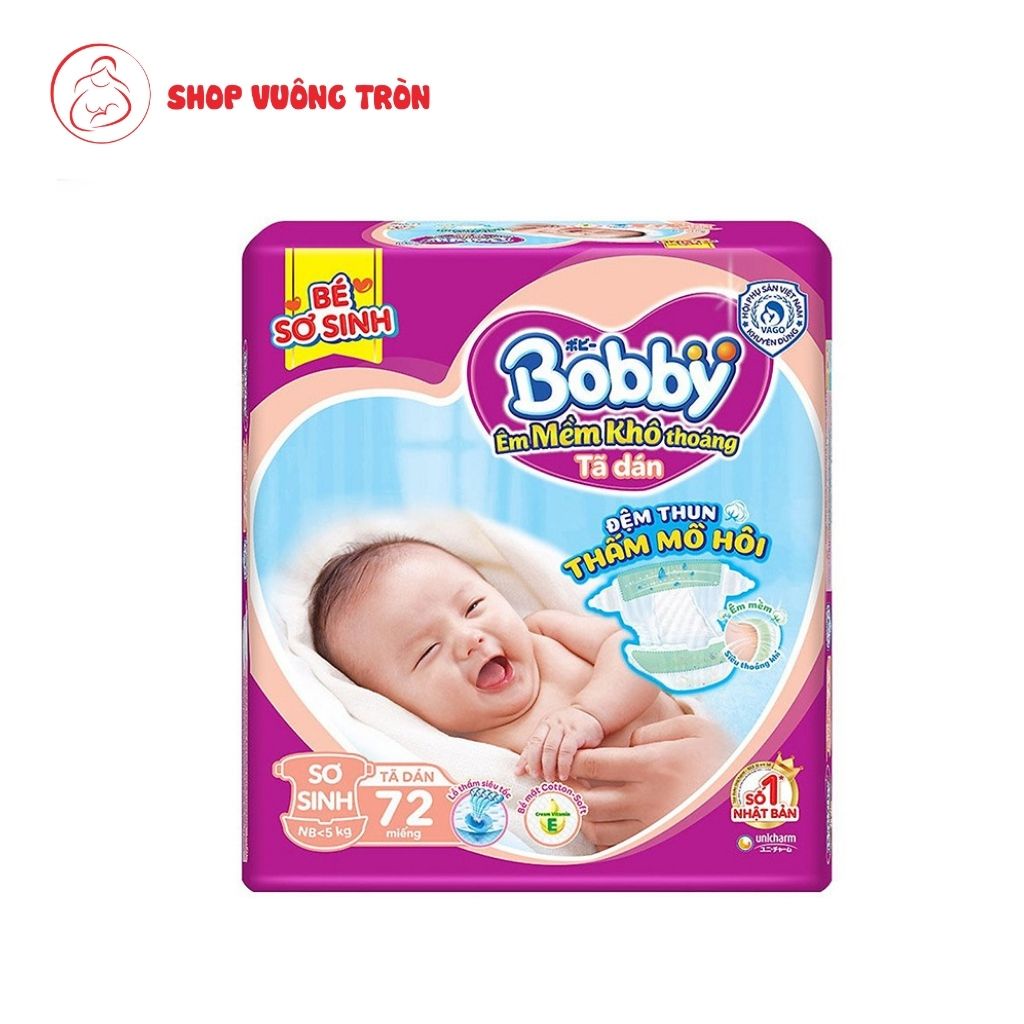 Tã/Bỉm Dán BOBBY Nhật Bản Siêu Thấm Chống Tràn, Giúp Bé Thoải Mái Vận Động Đủ Size NB64 S56 M76 L68 XL62 XXL