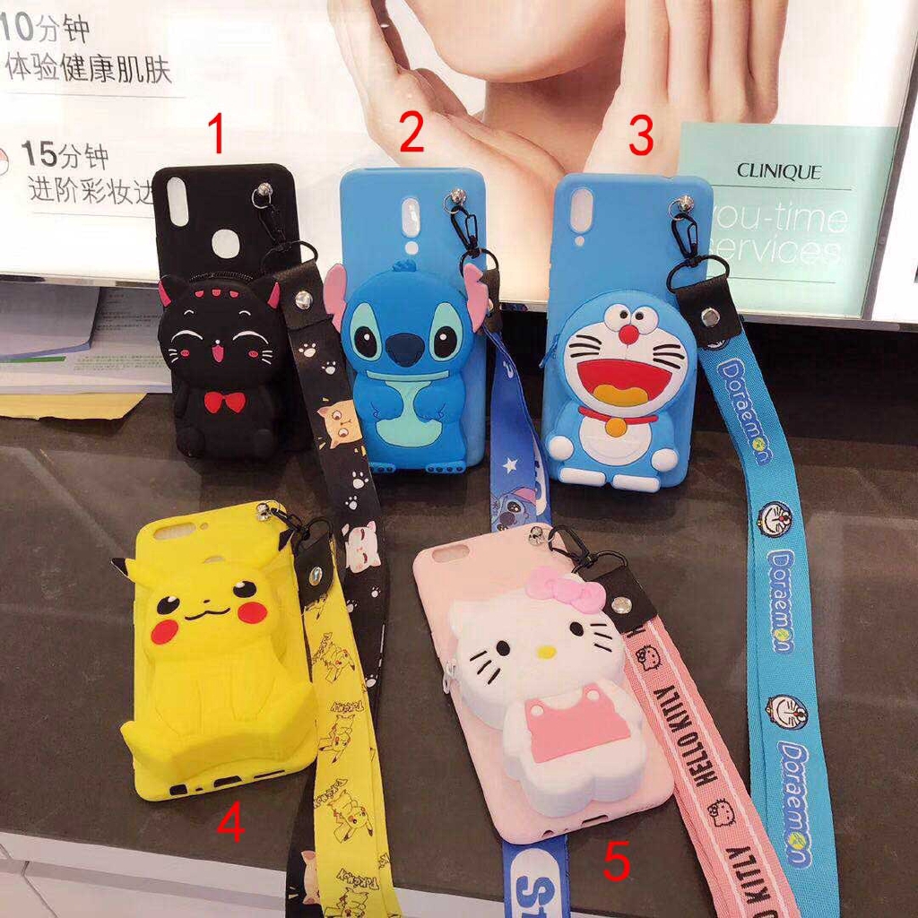 Ốp điện thoại có dây đeo gắn các nhân vật dễ thương cho Samsung Galaxy A3 A5 A7 A6 A8 PLUS A9 A9S m52