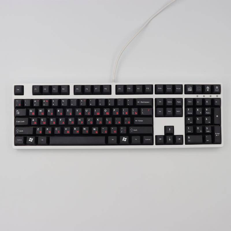 Red in Black Keycap Russian language Bộ 129 Nút Bàn Phím PBT 61/64/68/87/96/980/104 Màu Đỏ Đen