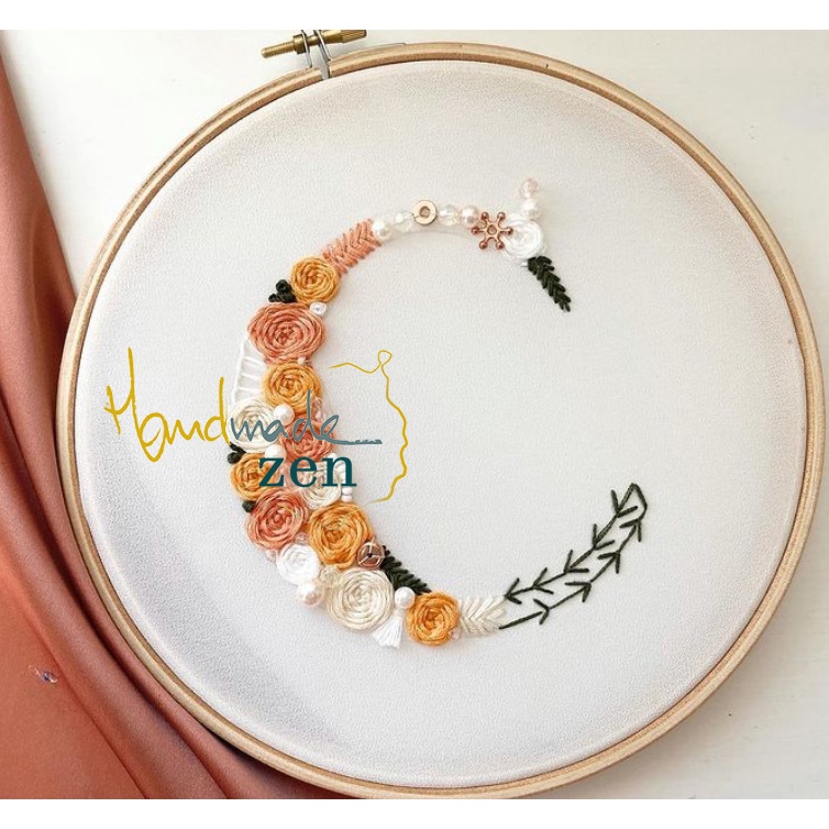 Bộ kit Gói vật liệu tự Thêu tay Tranh Chữ Cái - Tên - Quà tặng DIY Kỷ niệm - Nguyên lệu thêu mới bắt đầu - Zen Handmade