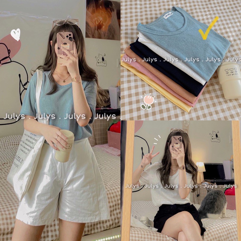 [Mã WASKT304 giảm 15% tối đa 30K đơn 99K] Áo tee basic màu pastel (ảnh thật shop chụp kèm video)
