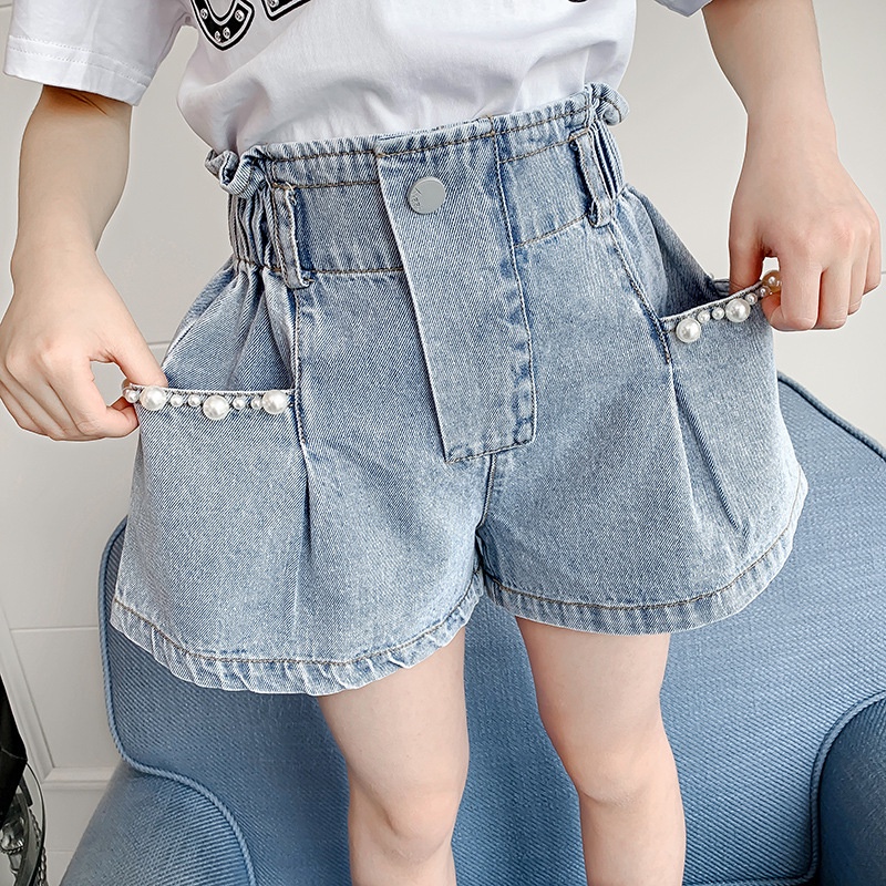 Quần short jeans Đính Hạt Thời Trang Cho Bé Từ 3-7 Tuổi