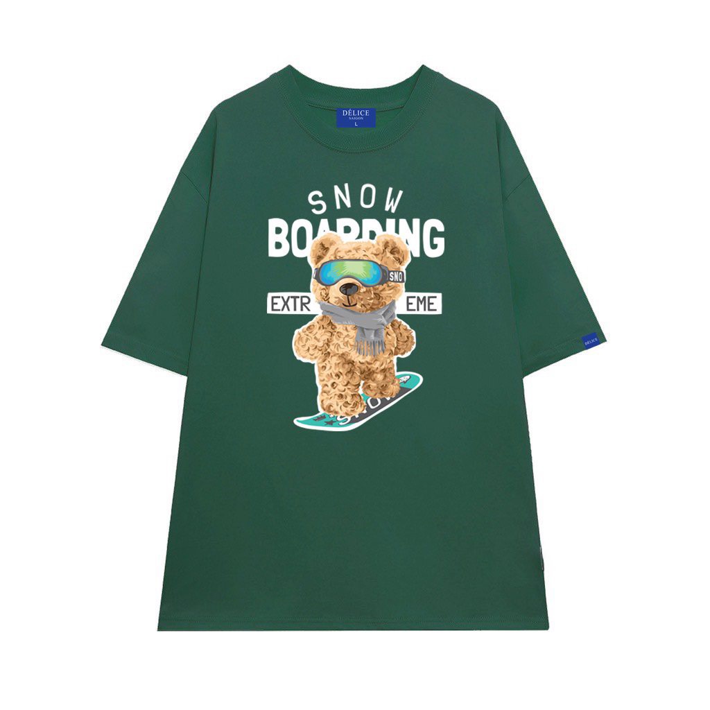 [ Full Box + Tag ] Áo thun phông Unisex cotton 100% form rộng tay ngắn SNOW BOARDING