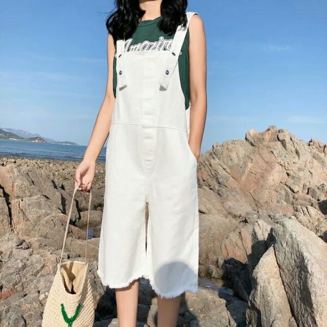 Quần yếm nữ trắng thuần khiết cá tính Ulzzang | BigBuy360 - bigbuy360.vn