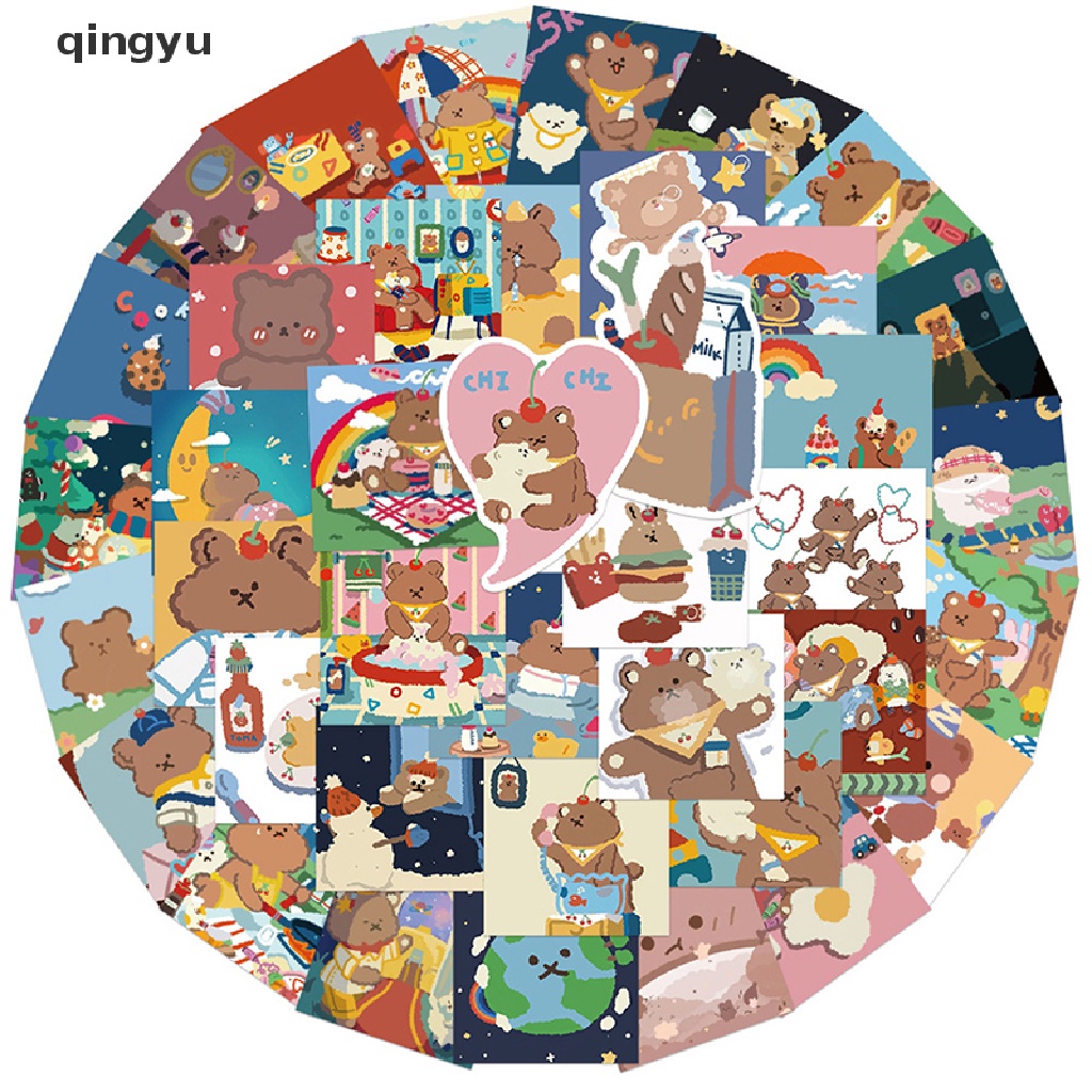 Bộ 40 Miếng Dán Họa Tiết Gấu Hoạt Hình Graffiti Trang Trí Xe Hơi / Guitar / Va Li / Laptop