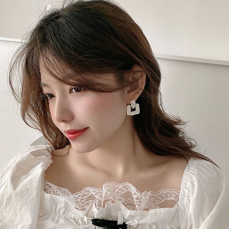 Bông Tai Mạ Bạc 925 Hình Hoa Đính Đá Đơn Giản Phong Cách Hàn Quốc