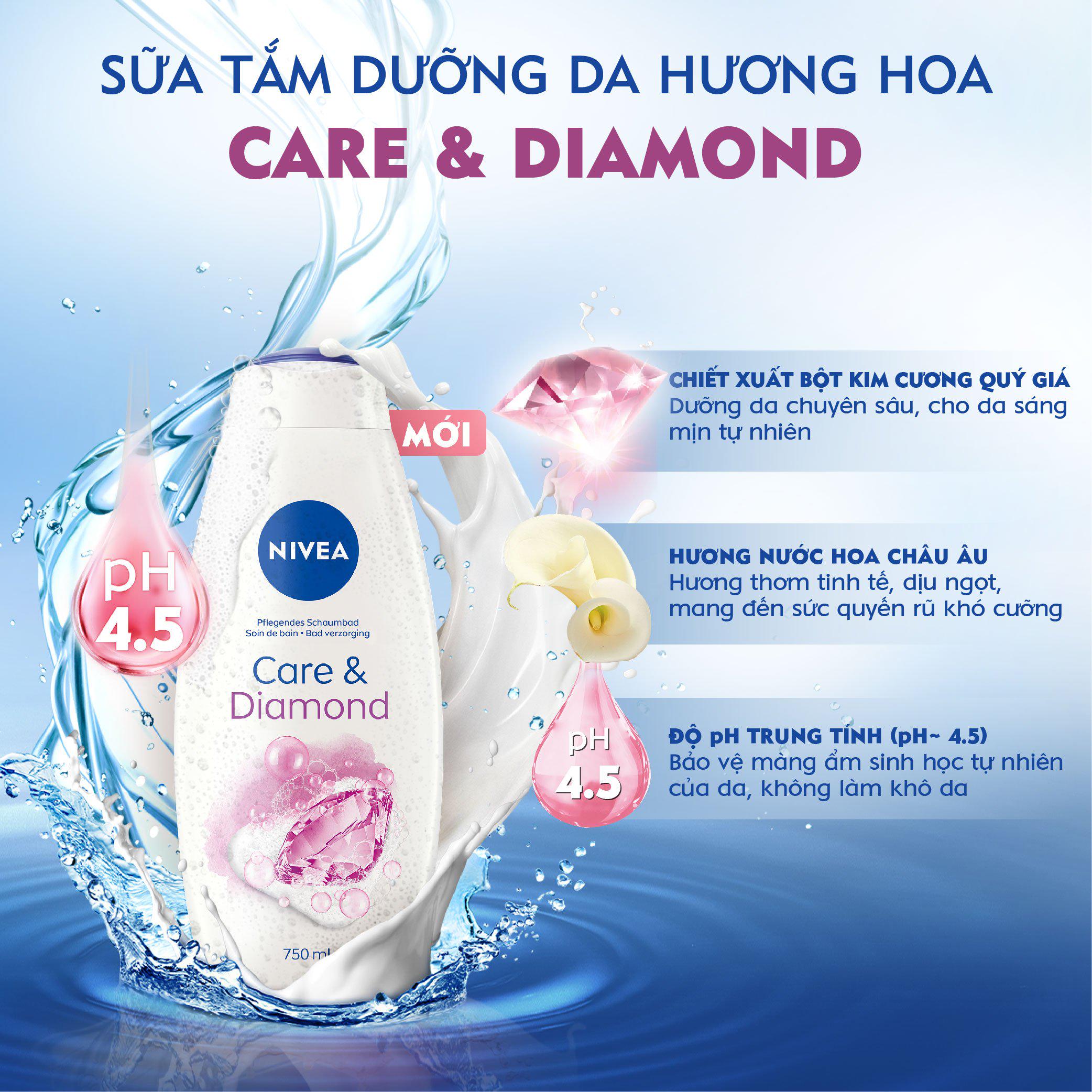 Sữa tắm dưỡng da hương hoa NIVEA nhập từ Đức 750ml