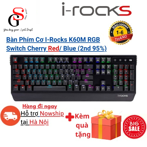 Bàn Phím Cơ I-Rocks K60M RGB Red+ Blue Switch Cherry ( gaming key board 2nd 95%)