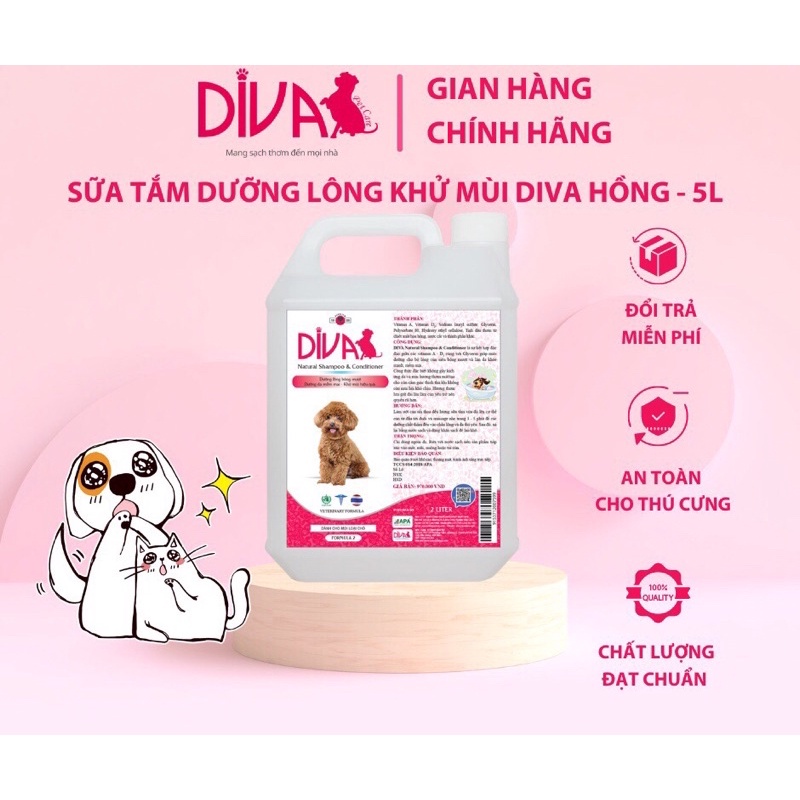 -  Sữa tắm khử mùi cho mọi loại chó DIVA Hồng 5 lít
