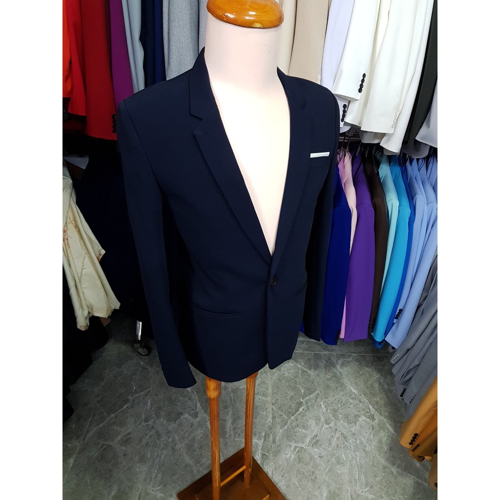 Áo vest nam form ôm body màu xanh đen đậm mềm mịn