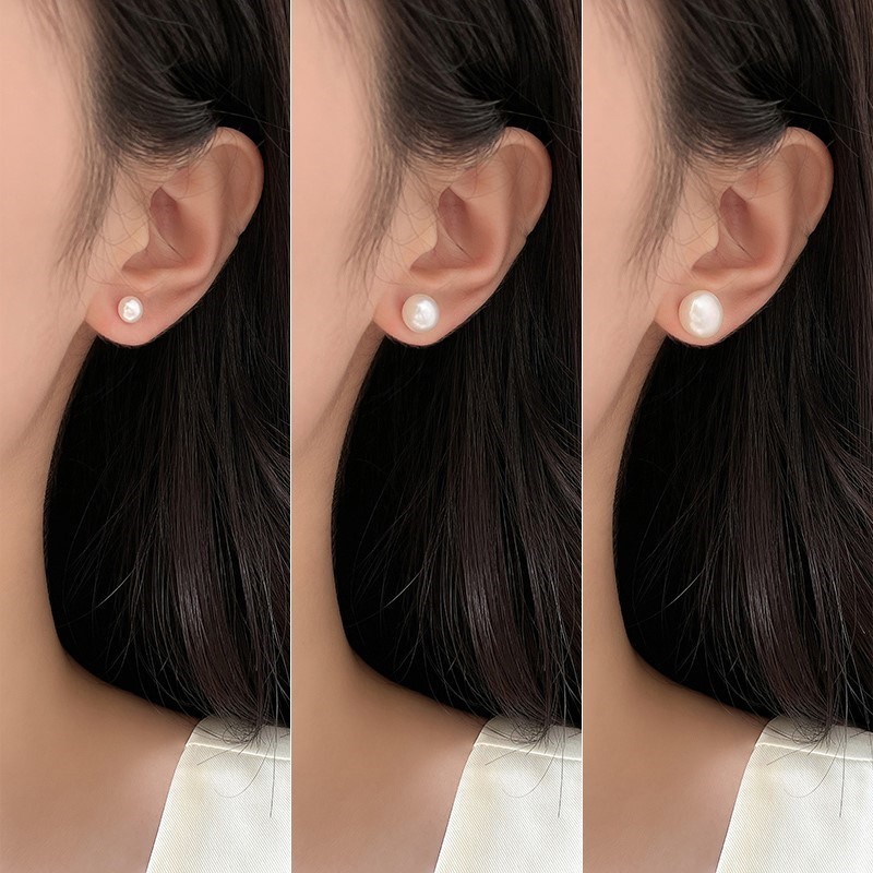 Khuyên Tai Đính Ngọc Trai Kiểu Dáng Đơn Giản Thanh Lịch Dành Cho Nữ