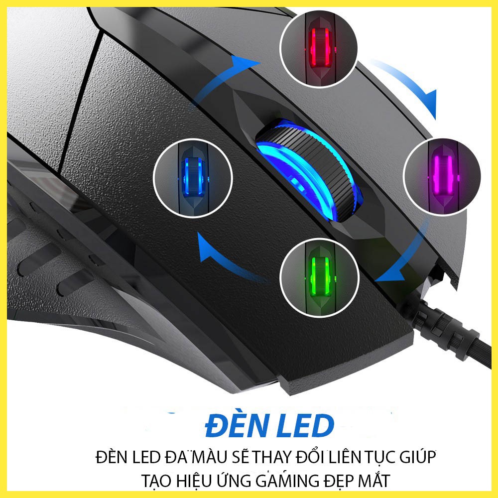 Chuột máy tính có dây P1W Led RGB độ phân giải khủng 7200 DPI - Chuột Gaming có dây sử dụng chơi game văn phòng thiết kế
