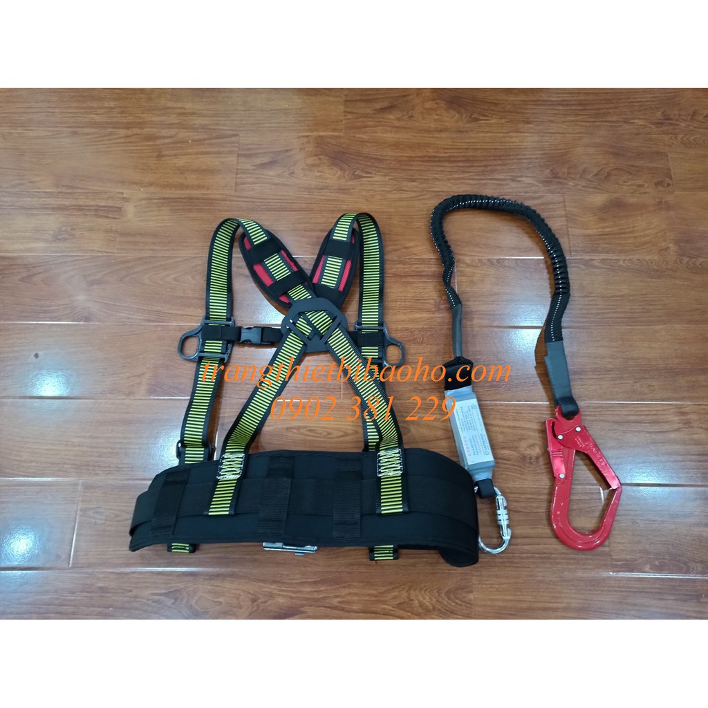 Dây an toàn bán thân Kukje Hàn Quốc 1 móc nhôm giảm sốc (đệm vai - đệm bụng)