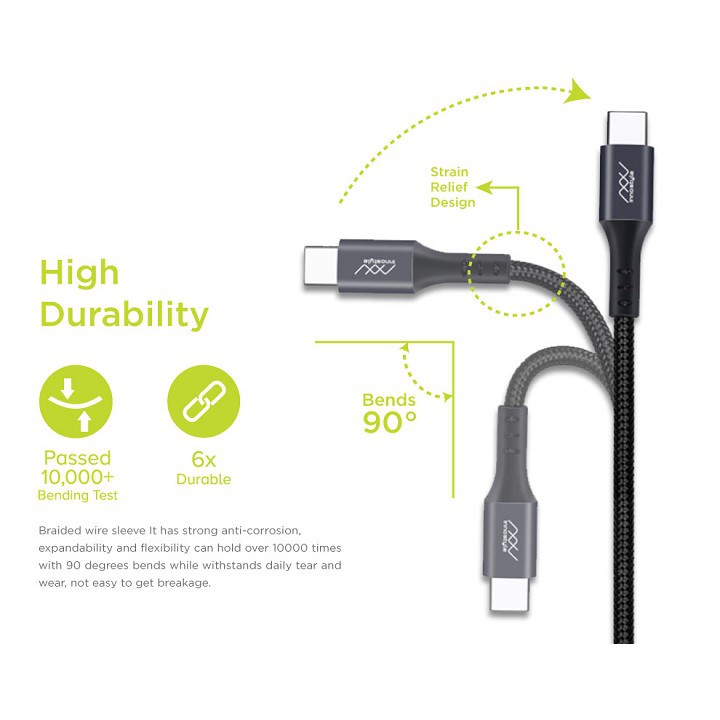 Cáp INNOSTYLE Duraflex 1.5M USB-C To USB-C PD60W ICC150