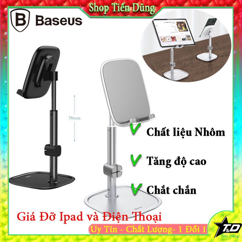 Giá đỡ điện thoại, ipad sang trọng để trên bàn làm việc Baseus có thể điều chỉnh độ cao tùy ý