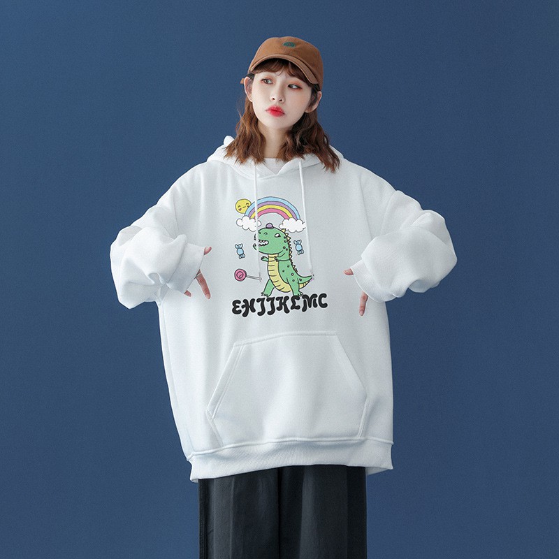 Áo hoodie unisex nam nữ cặp đôi nỉ bông dày dặn local brand KHỦNG LONG hàn quốc cute choàng chống nắng form rộng