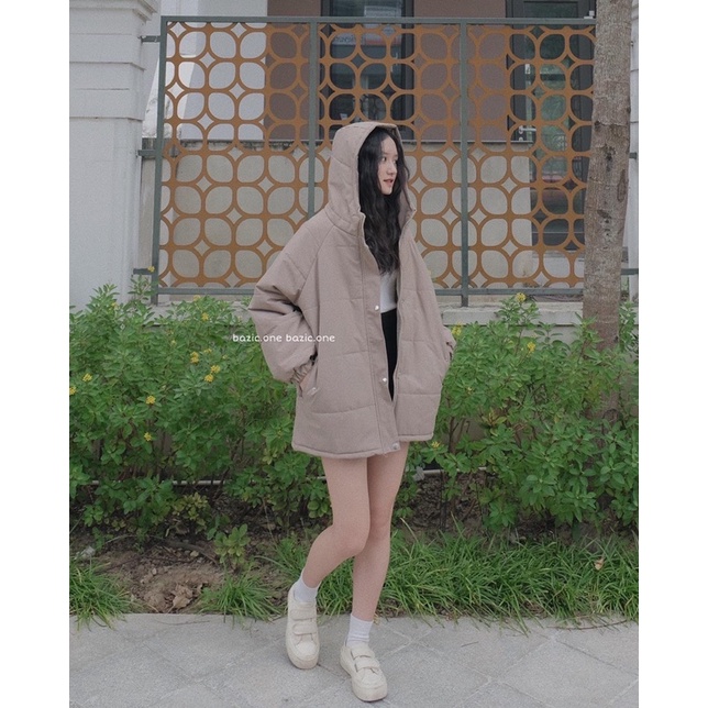 Áo khoác phao form rộng, áo khoác phao có mũ Hàn Quốc Bazic one | BigBuy360 - bigbuy360.vn