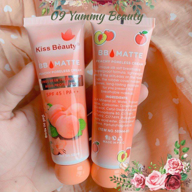 Ảnh thật 🎀Kem Nền BB Cream ĐÀO Kissbeauty 58944 nội địa lâu trôi mềm mịn che khuyết điểm