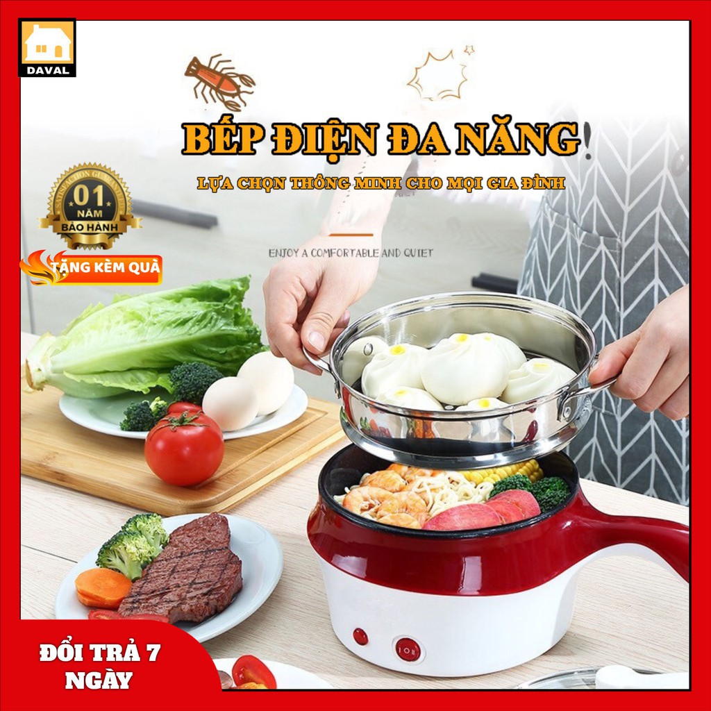 Nồi Lẩu Đa Năng -bếp điện đa năng nồi lẩu mini đa năng vừa ăn lẩu và nướng chống dính cao cấp 2 núm chỉnh nhiệt NL03