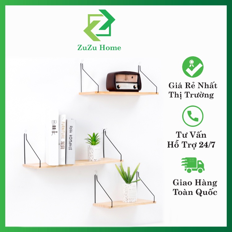 Kệ gỗ trang trí treo tường ZuZu Home không cần khoan tường, kích thước 30x15cm, kèm phụ kiện (giá tại xưởng)