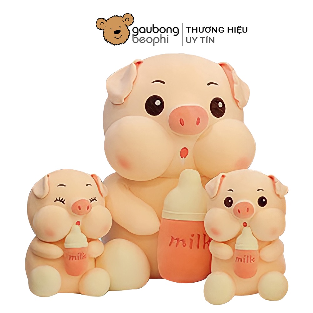 Gấu bông heo ôm bình sữa đủ size, nhiều cảm xúc, hàng cao cấp, quà tặng cho nhiều lứa tuổi shop Gấu Bông Béo Phì
