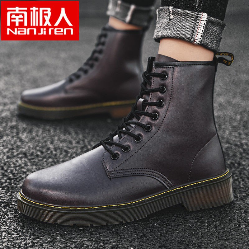 Nam Cực mùa thu và đông Martin boots cao cổ dụng cụ cấp giày da quân đội cỡ lớn cộng với bông nhung