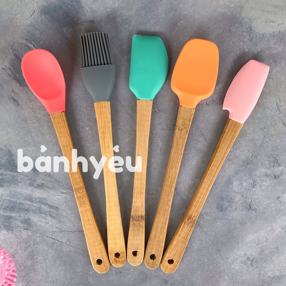 Bộ Dụng Cụ Làm Bánh 5 Món Mini Cán Gỗ Cao Cấp