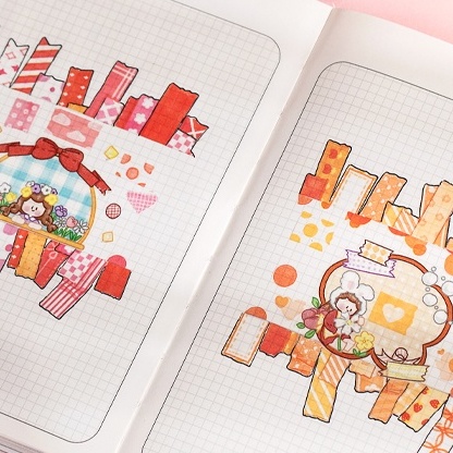 Hộp 100 tấm sticker miếng thay thế washitape 4 màu xinh xắn trang trí sổ