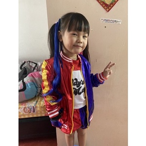 10 cái / bộ Harley Quinn Trang Phục Cosplay Suicide Squad Trẻ Em Cô Gái Áo Khoác T-shirt Quần short Phù hợp với