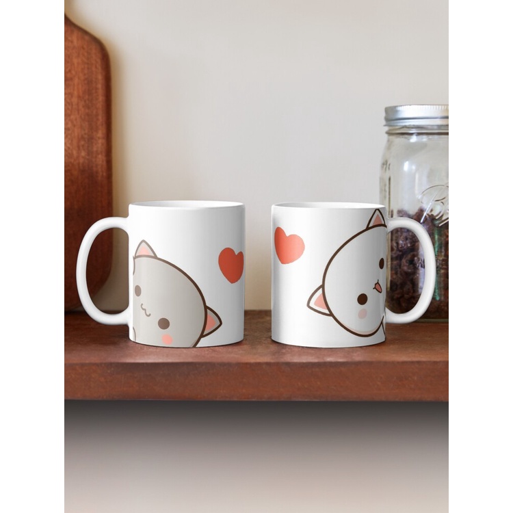 Cốc sứ hình Mèo gấu panda bear dễ thương mochi cat