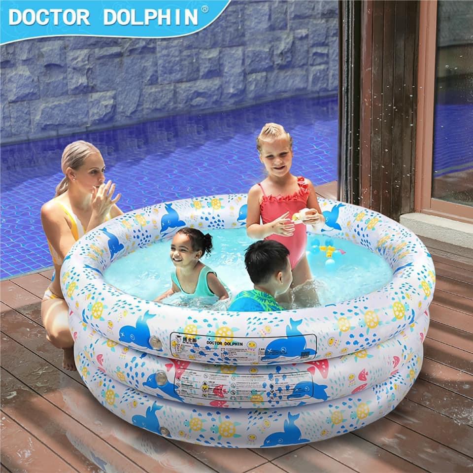 Bể bơi doctor dolphin bể bơi bơm hơi cho bé hàng chính hãng siêu dày dặn có đáy chống trượt