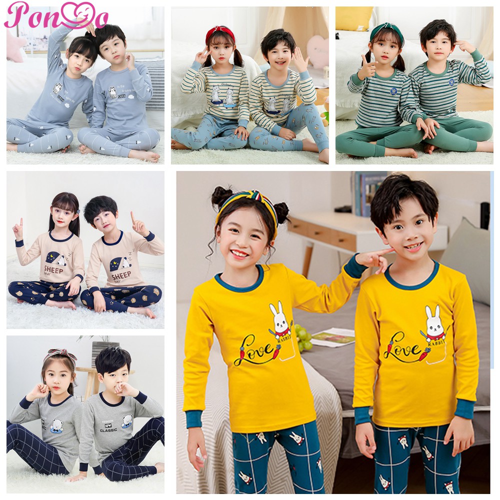 Bộ Đồ Ngủ Pijama Dài Tay In Hình Khủng Long Cho Bé Từ 2-15 Tuổi