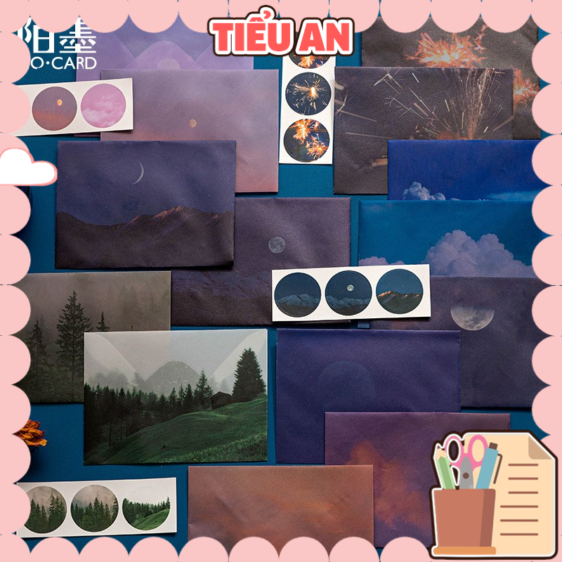 Set 2 bìa bao thư cao cấp phong cảnh (inbox mẫu) - bìa thiệp