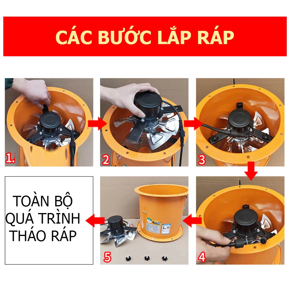 Quạt thông gió đồng trục chuyên dụng nhà bếp, kho, xưởng kích thước 8inch, 10inch, 12inch, 14inch,, 16inch - KhaliK