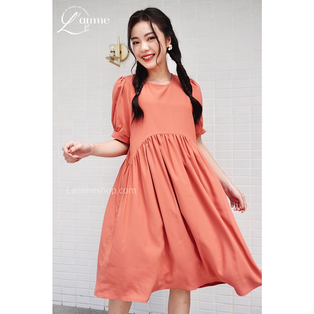 Váy bầu đẹp Petit kiểu babydoll chất lụa mềm, kiểu dáng trẻ trung thoải mái by LAMME