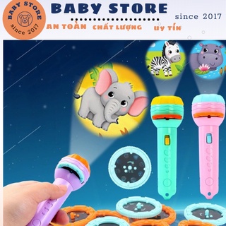 Đèn chiếu hình lên tường cho bé giá tốt với 3 đĩa chiếu gồm 24 hình kích thích thị giác tư duy khám phá cho các bé