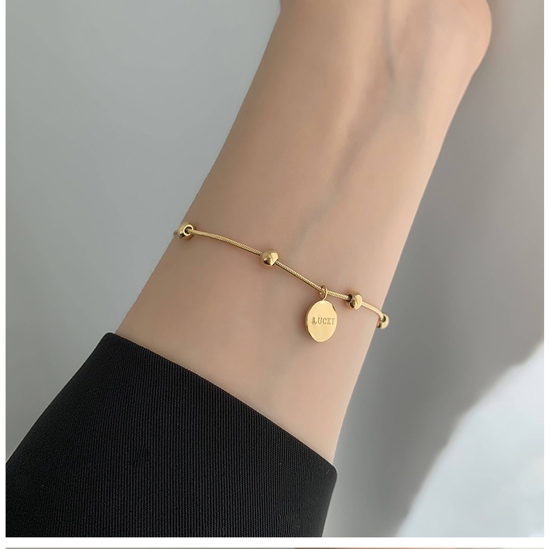 [FreeShip] Lắc tay vòng tay nữ titan hạt đậu may mắn H13-104 - CAM KẾT KHÔNG BAY MÀU