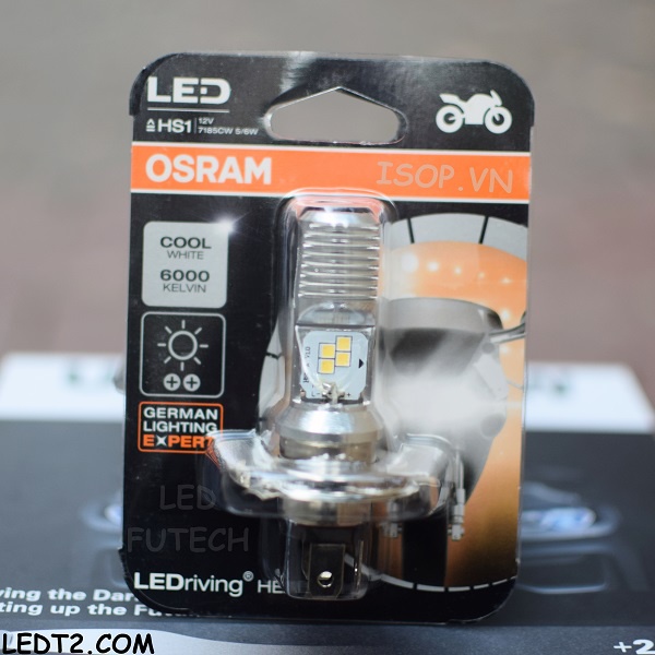 [LEDT2 ISOP] Đèn pha LED Osram Moto chân HS1 và M5 (T19) [Số lượng: 1 cái] [Bảo hành 1 năm]