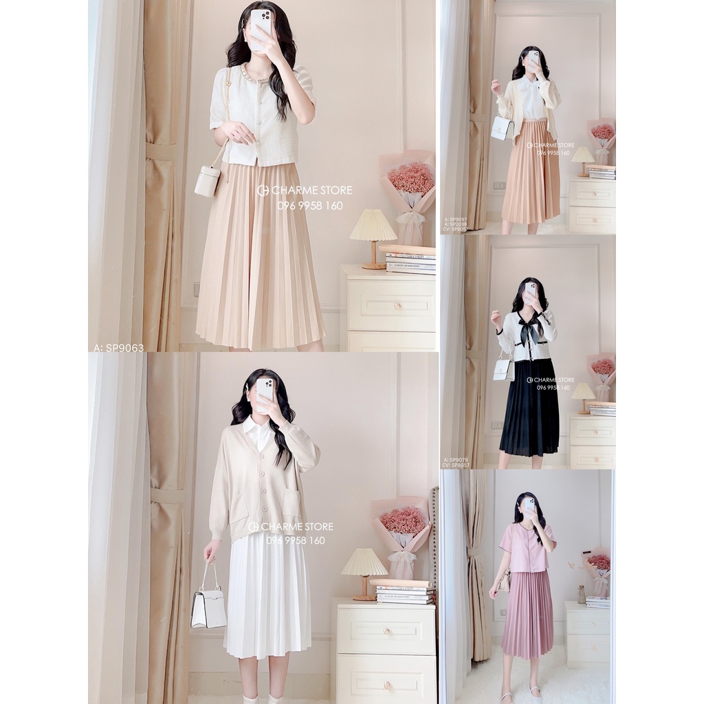 Chân váy nữ dập ly dáng dài thiết kế Charme 8057 | BigBuy360 - bigbuy360.vn