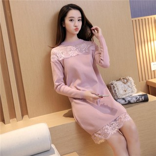 Đầm Bầu Len Phối Zen - Hồng