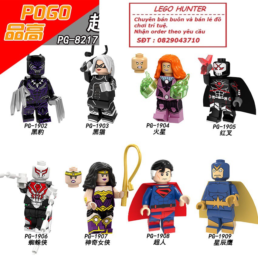 Lego Minifigures Superheroes Marvel - DC nhân vật Black Panther , Superman , Catwoman , RedX , Wonder Woman PG 8217
