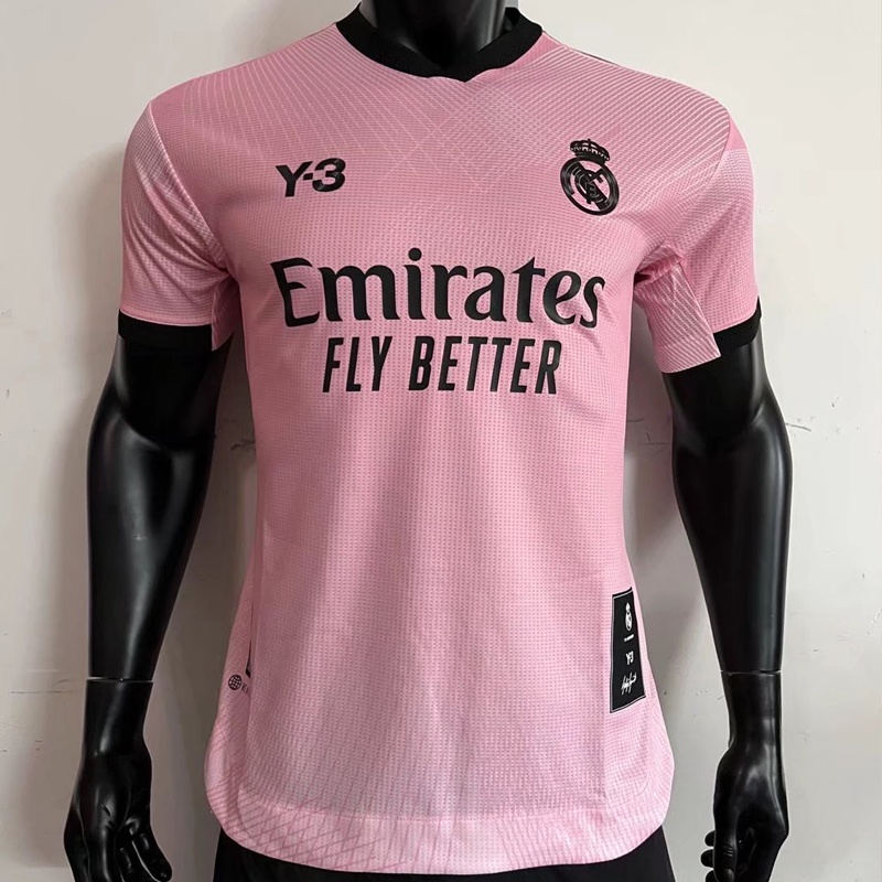 Áo Thun Bóng Đá Real Madrid Y3 2022 / 23 Phiên Bản Màu Hồng Chất Lượng Cao Tỉ Lệ 1: 1