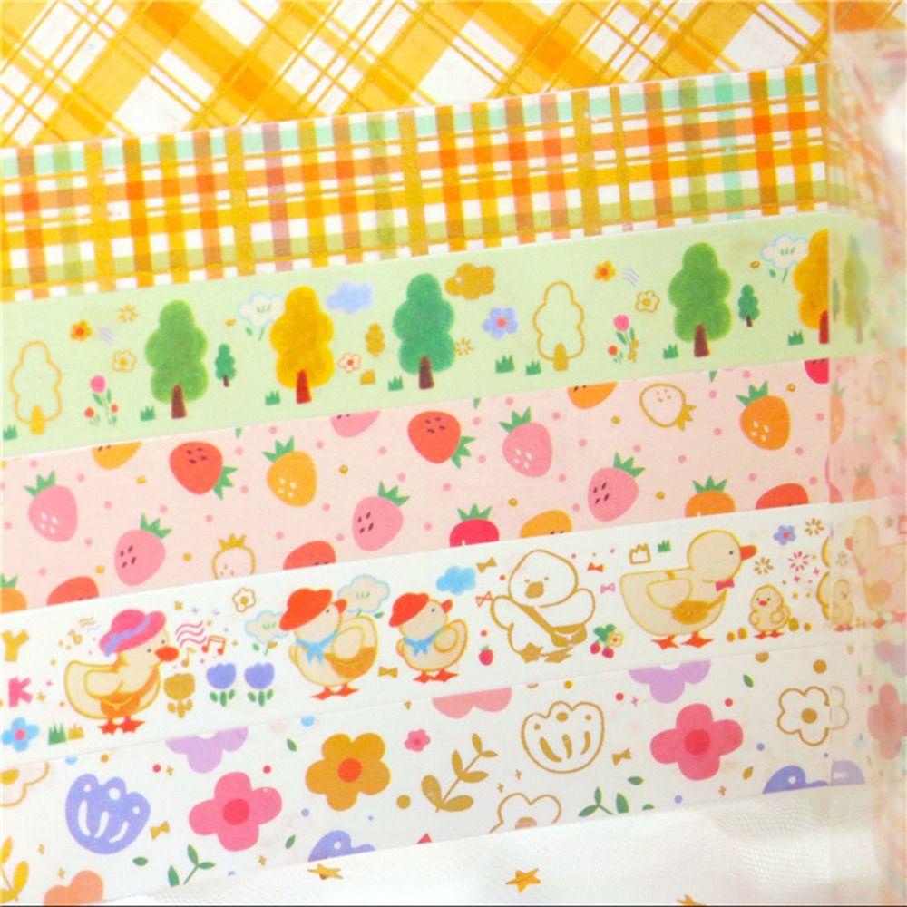 DORAW Set 6 Cuộn Băng Dính Họa Tiết Hoạt Hình Trang Trí Sổ Tay