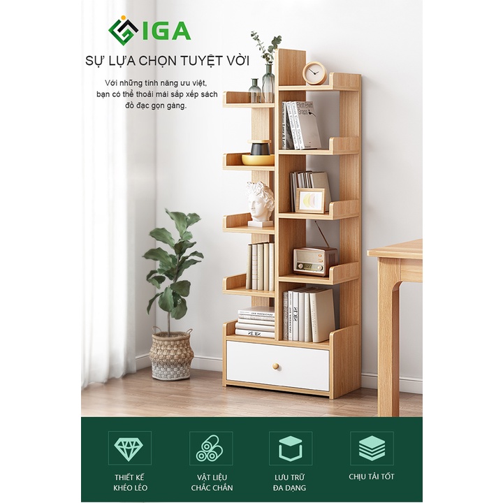 Giá sách IGA hình cây có hộc đừng đồ phong cách Nordic GP171