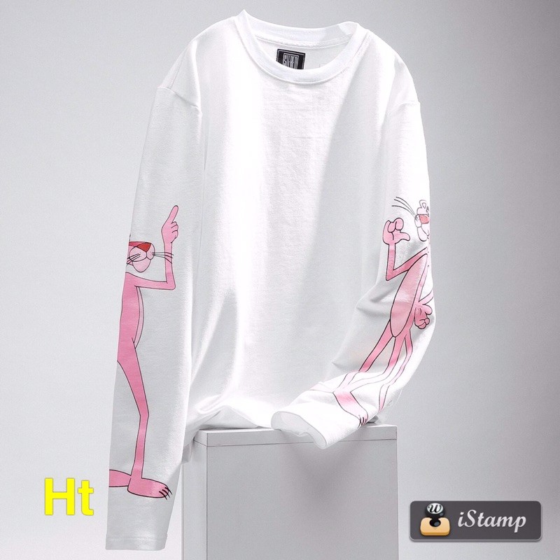 Áo thun trắng dài tay 2 tay in báo Hồng