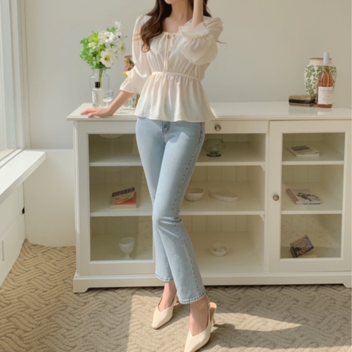 SUXI Áo Tay Dài Cổ Chữ V Màu Sắc Đơn Giản Thời Trang Mùa Hè Dành Cho Nữ