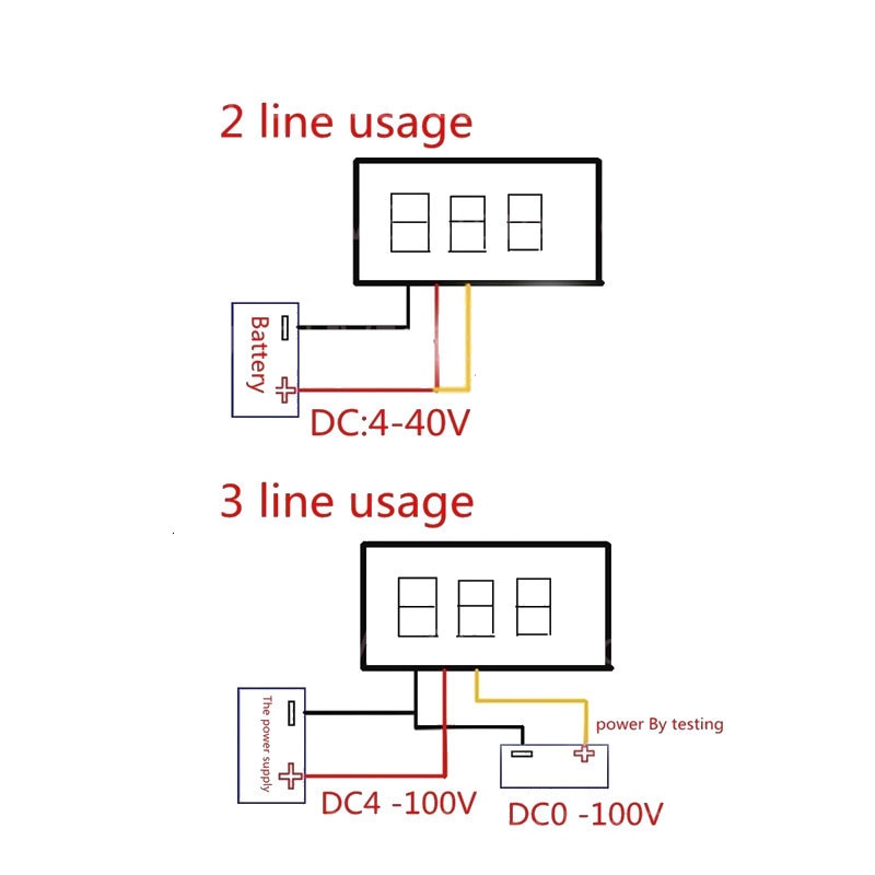 Thiết Bị Đo Điện Áp Mini 0.28 Inch 2.5V-40V Có Màn Hình LED Màu Đỏ/Xanh Dương/Vàng/Xanh Lá