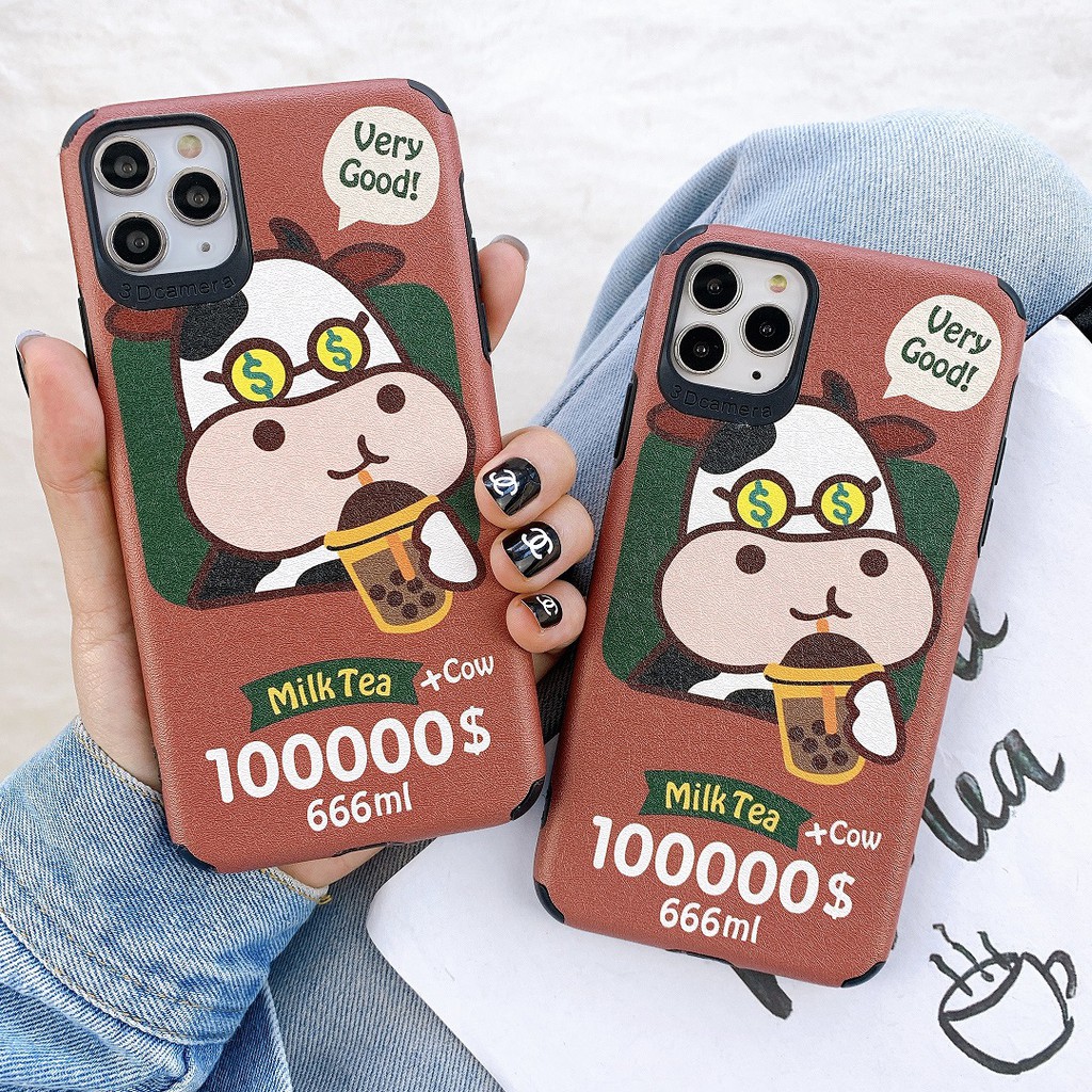 [ SAMSUNG ] Ốp Lưng Da IMD Cow Drink Milk I - R089