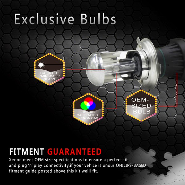 Set 2 bóng đèn pha xenon 55W H4 HID kèm bộ chấn lưu và phụ kiện lắp đặt dành cho ô tô